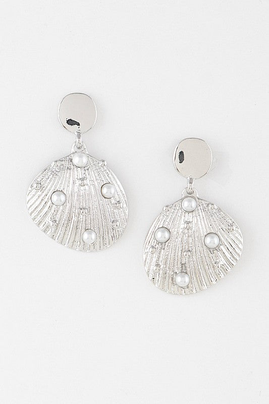 Pearled Clam Earrings