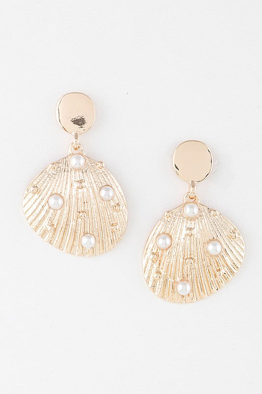 Pearled Clam Earrings