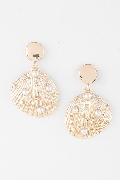 Pearled Clam Earrings