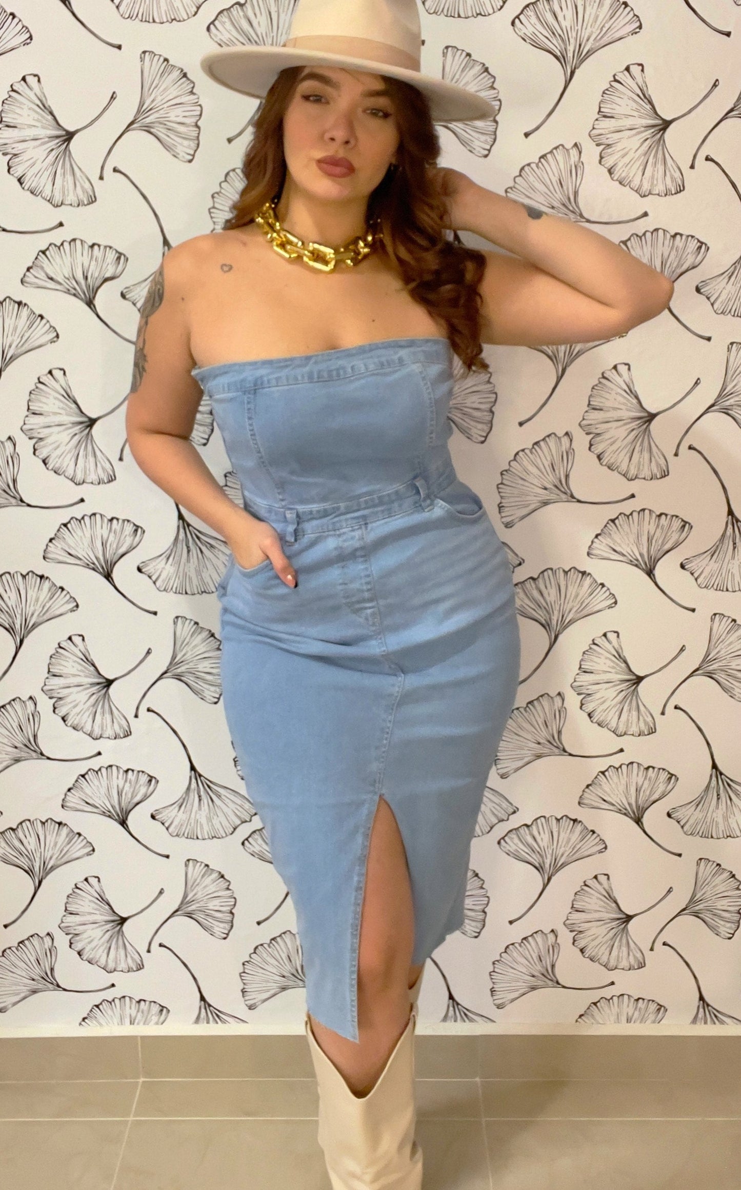 Strapless Denim Dress